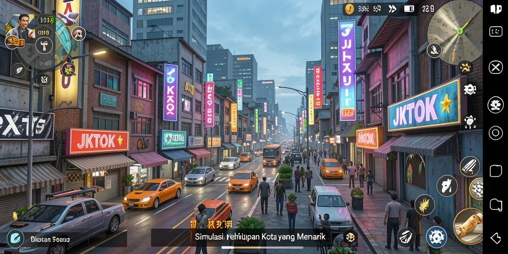 Tampilan gameplay JKTOK yang menarik dengan aktivitas sehari-hari.