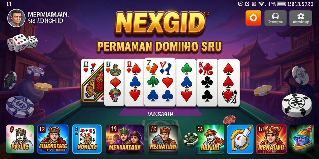 Screenshot NEXGID menampilkan gameplay domino yang seru.